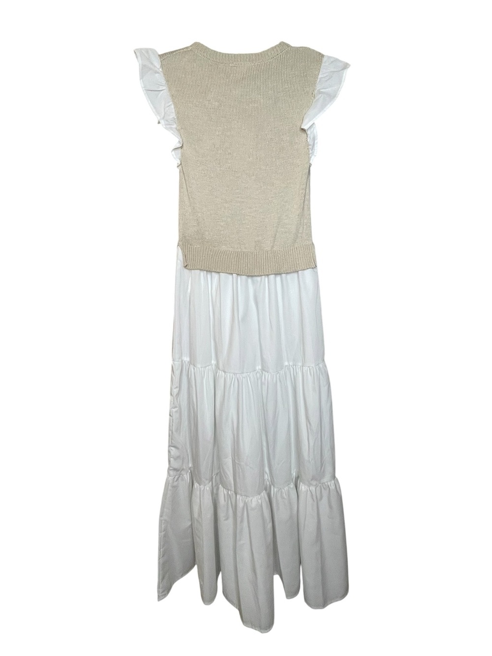 By The River Anthropology Cream Knit Bodice Maxi Dress with Tiered Skirt Sz S - Picture 3 of 7